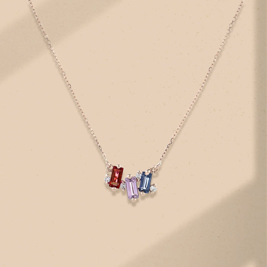 14K 迷你極光色寶石頸鏈