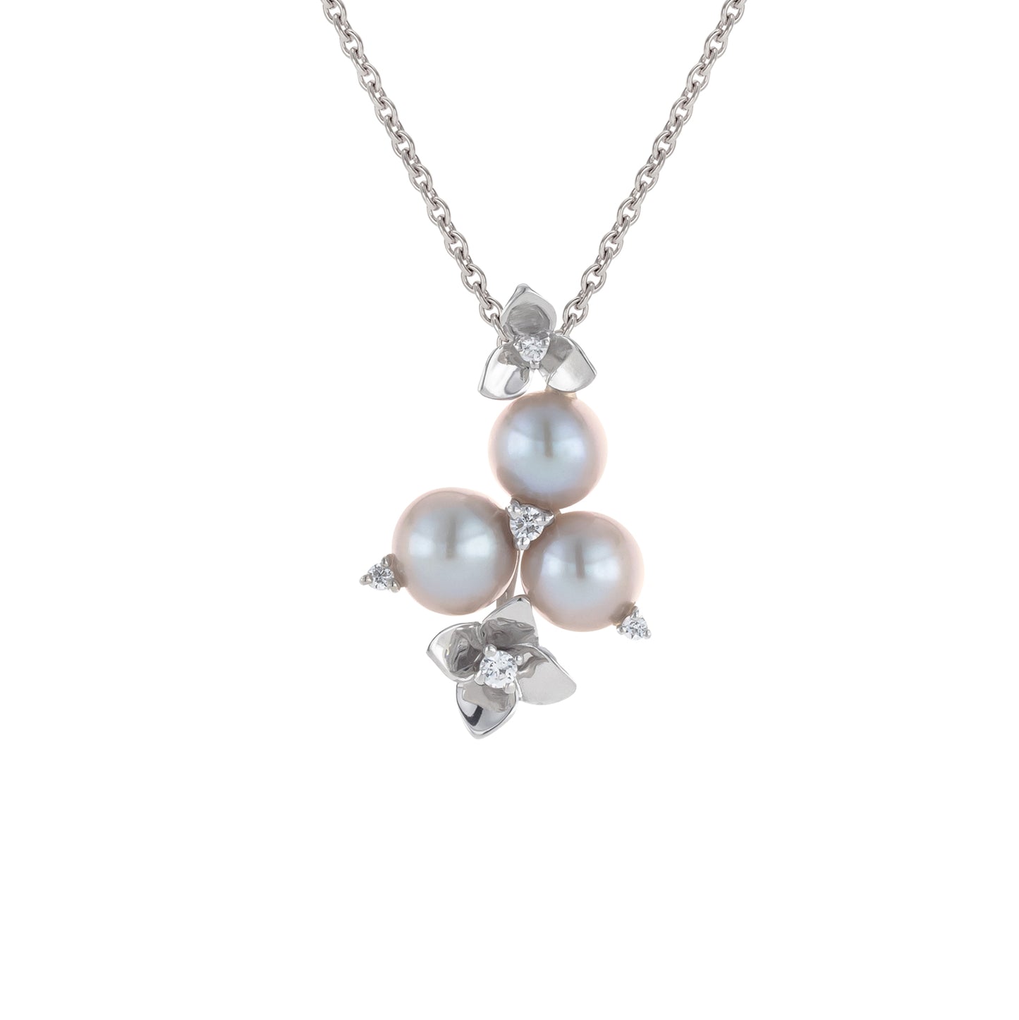 14K 海玫瑰鑽石珍珠鏈