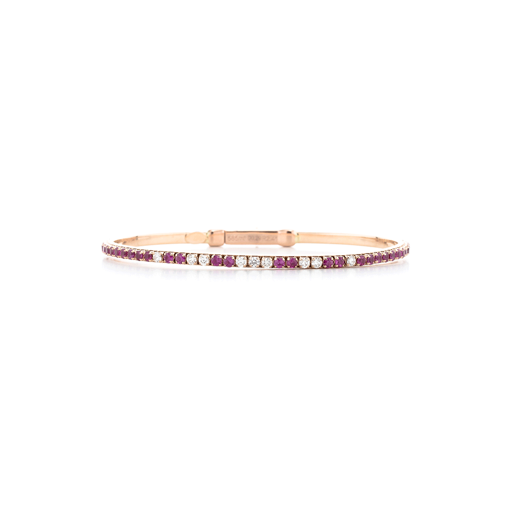 14K 金 | 鑲 0.29ct 鑽石紅寶石玫瑰金色手鐲 | 香港首飾及珠寶網店 – Recolour Your Life