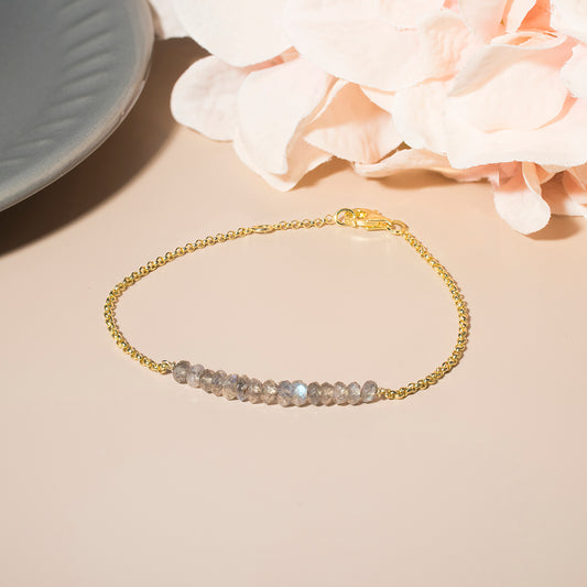 925純銀 | 天然灰月亮石串配黃金色手鏈 | 香港首飾及珠寶網店 – Recolour Your Life