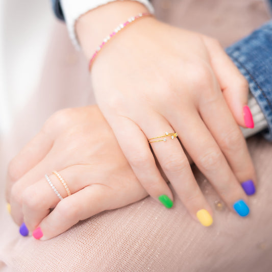 18K 金 | 鑲 0.06ct 鑽石彈力線戒 | 香港首飾及珠寶網店 – Recolour Your Life