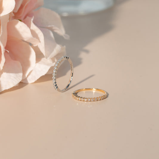 18K 金 | 鑲 0.14ct 鑽石白金色／黃金色線戒 | 香港首飾及珠寶網店 – Recolour Your Life
