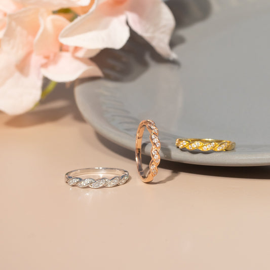 925純銀 | 鋯石扭紋白金色/玫瑰金色/黃金色線戒 | 香港首飾及珠寶網店 – Recolour Your Life