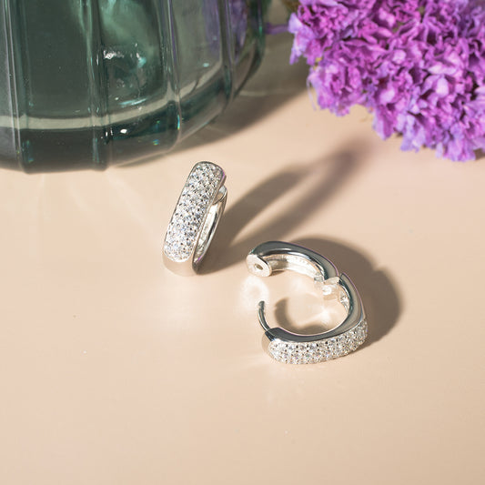 925純銀 | 鋯石方形耳環圈 (防敏感) | 香港首飾及珠寶網店 – Recolour Your Life