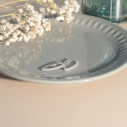 925純銀 | 鋯石白金色耳環圈(防敏感) | 香港首飾及珠寶網店 – Recolour Your Life