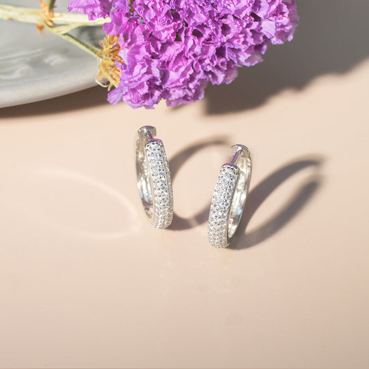 925純銀 | 雙排鋯石耳環圈 (防敏感) | 香港首飾及珠寶網店 – Recolour Your Life