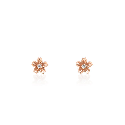 14K 金 | 櫻花鑲 0.08ct 鑽石耳環 | 香港首飾及珠寶網店 – Recolour Your Life