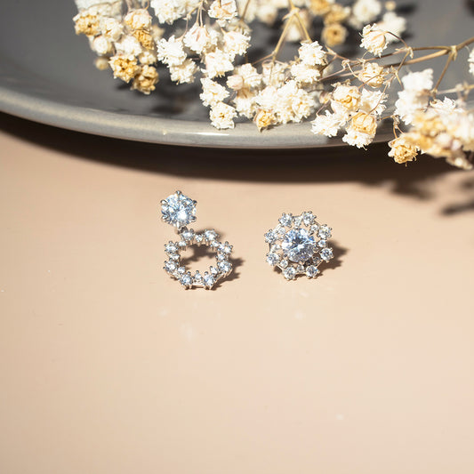 925純銀 | 雪花三用鋯石耳環 (防敏感) | 香港首飾及珠寶網店 – Recolour Your Life