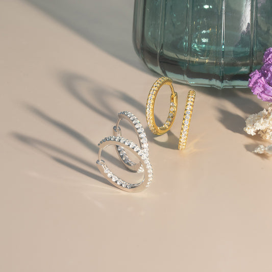 925純銀 | 鋯石白金色/黃金色小耳環圈(防敏感) | 香港首飾及珠寶網店 – Recolour Your Life