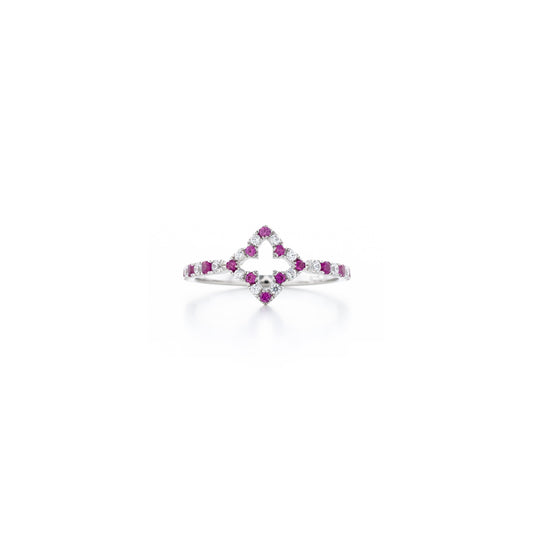 925純銀 | 紫陽花密鑲白色及紅寶石色鋯石白金色戒指 | 香港首飾及珠寶網店 – Recolour Your Life