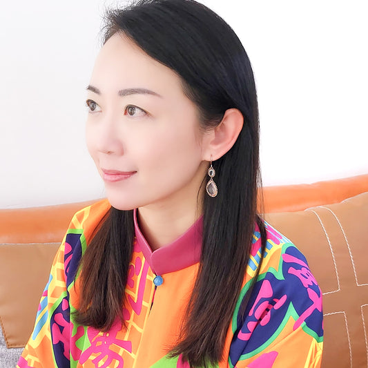 925純銀 | 復古風粉藍及湖水綠色寶石配玫瑰金色耳環(防敏感) | 香港首飾及珠寶網店 – Recolour Your Life